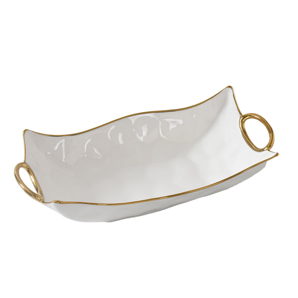 Golden Handles - White and Gold - Rectangular Centerpiece