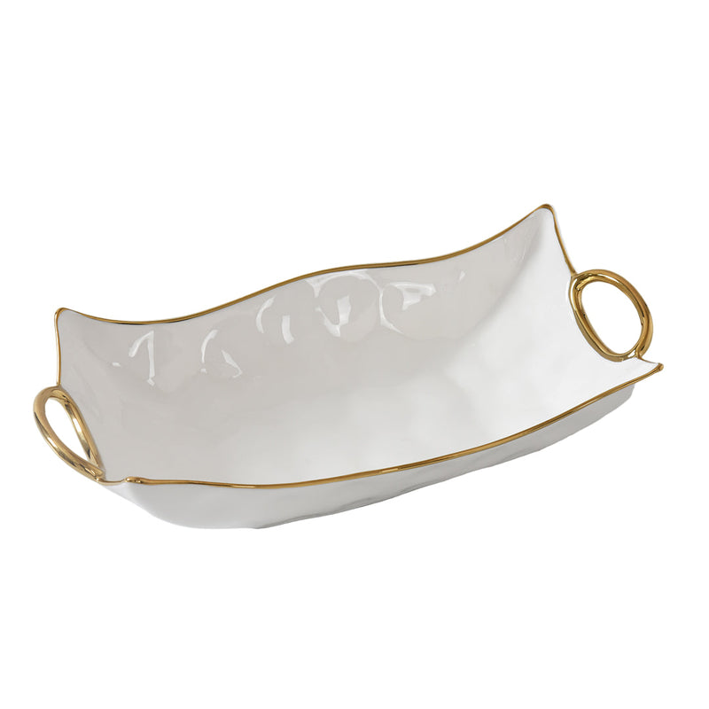 Golden Handles - White and Gold - Rectangular Centerpiece