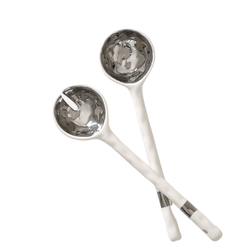 White and Silver - Salad Server Set