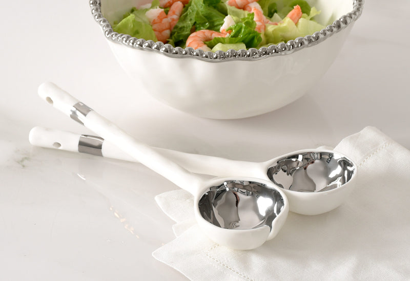 White and Silver - Salad Server Set