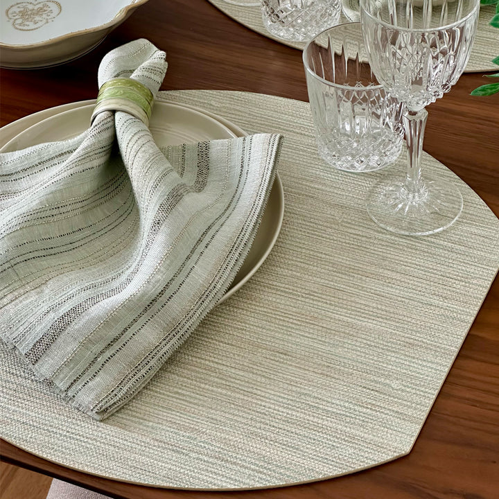Grasscloth - Celadon Elliptical Placemats (Set of 4)