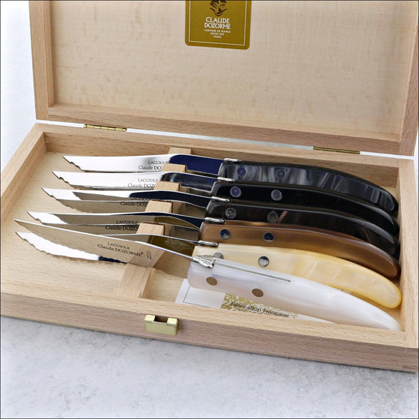 Berlingot - Box Steak Knives - Resina Handle Mixed Grey / Brown (Set of 6)