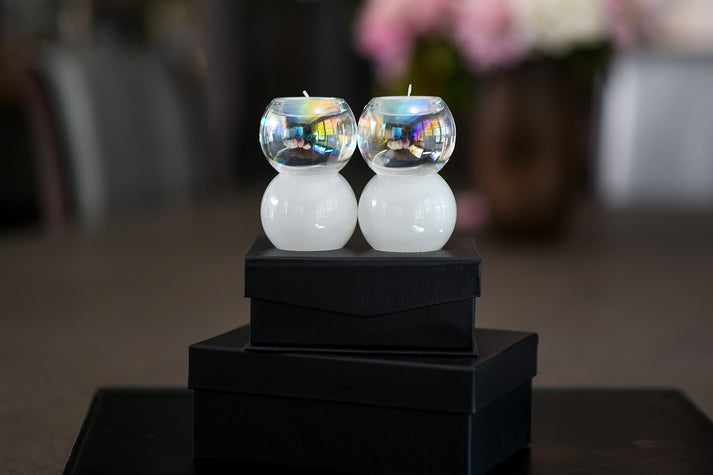 Ball - Tealight Holders White / Iridescent