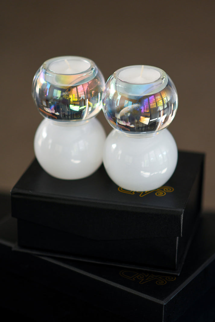 Ball - Tealight Holders White / Iridescent