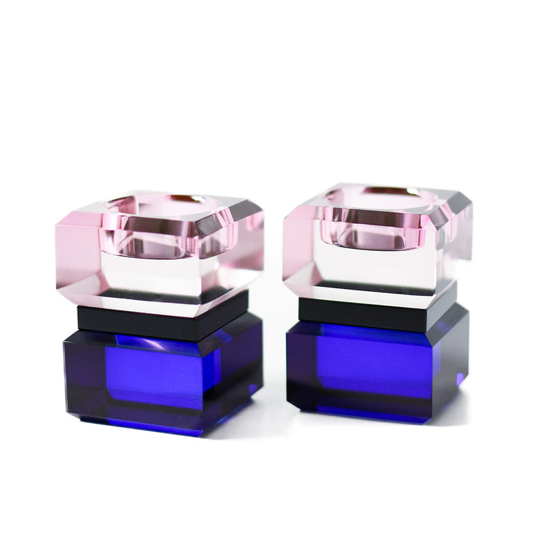 Tealight Holders - Color Block Pink / Cobalt