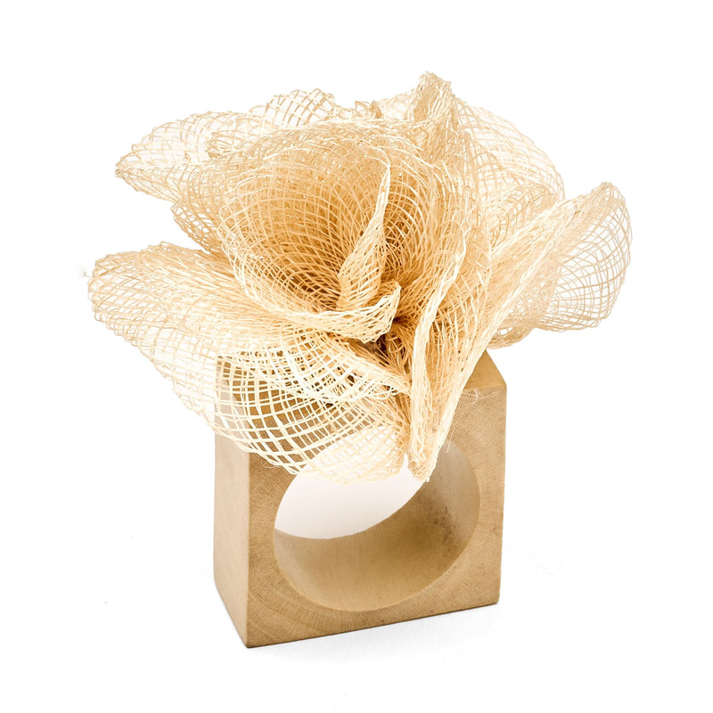 Sinamay - Flower Napkin Ring Natural (Set of 4)