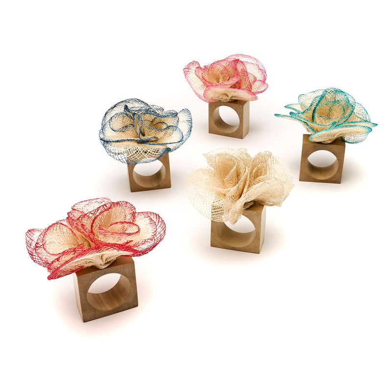 Sinamay - Flower Napkin Ring Natural (Set of 4)