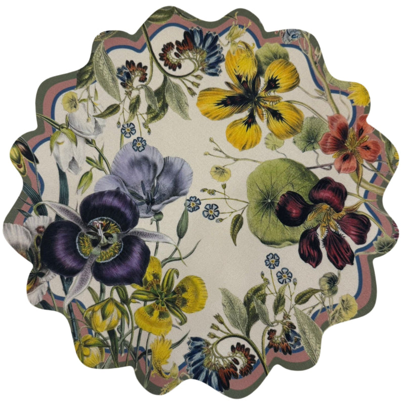 Die Cuts - Round Placemats Flower Sand - Pink / Olive (Set of 4)