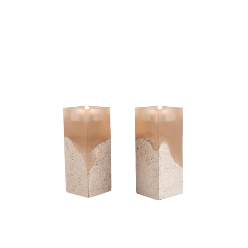 Mutual - Candle Holders Travertine (Set of 2)