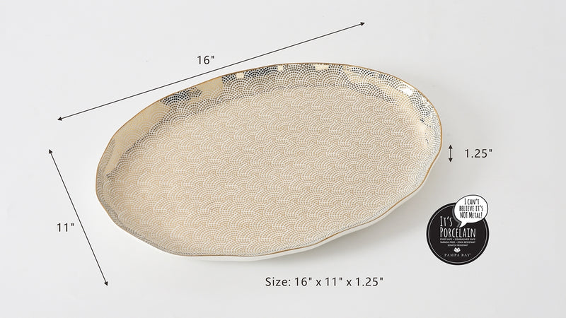 Sensu - White and Gold - Large Oval Platter