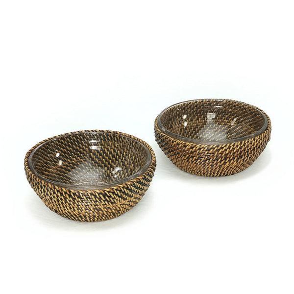 Round Bowl Serving Dish with Glass Bowls (Set of 2)