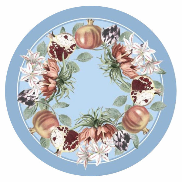 Pomegranate - P05 Round Placemats Light Blue / Light Blue (Set of 4)