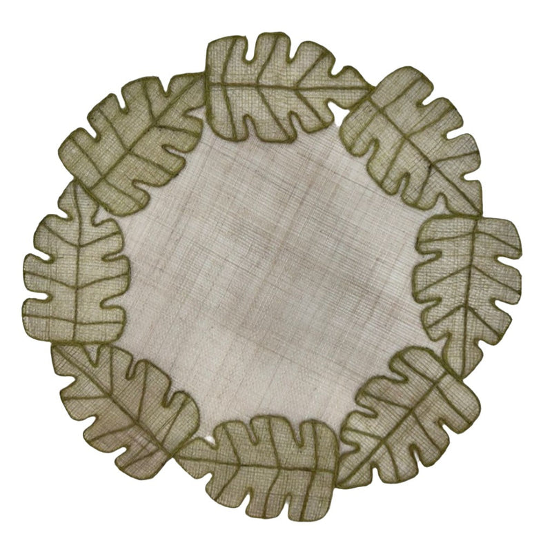 Sinamay - Leaf Garland Round Placemat Natural (Set of 4)