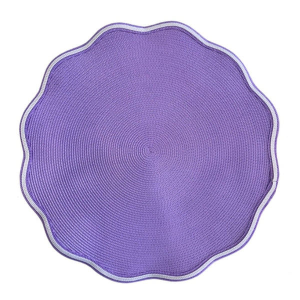 Piped - Trim Round Scallop Placemat Lilac (Set of 4)