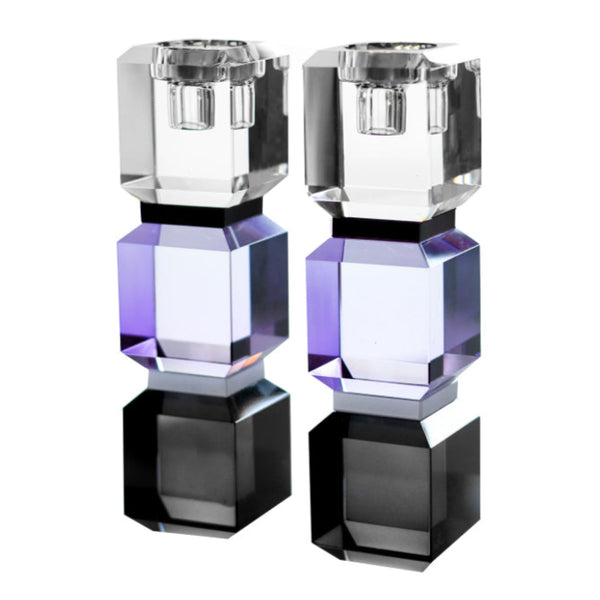 Block - Lavendar & Black Candle Sticks (Set of 2)