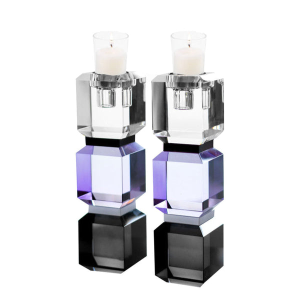 Block - Lavendar & Black Candle Sticks (Set of 2)