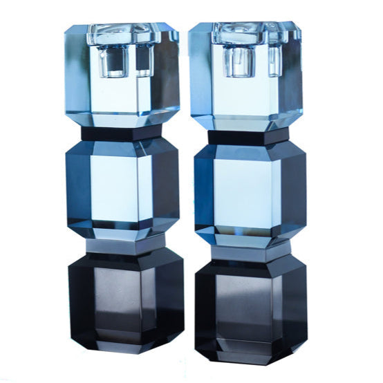 Block - Blue & Black Candle Sticks (Set of 2)