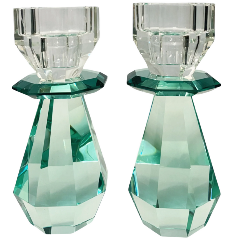 Modern Cut - Emerald & Green Candle Holder (Set of 2)
