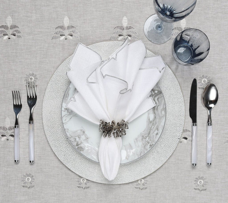 Divot - White & Silver Napkin (Set of 4)