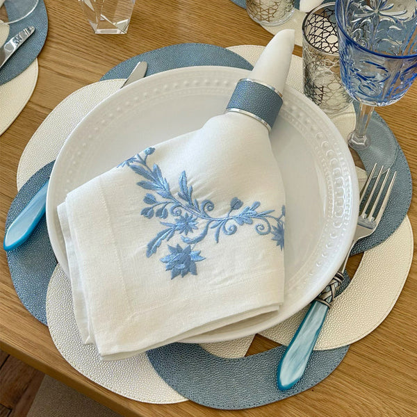 Primrose - Ice Blue / Oyster Placemats (Set of 4)