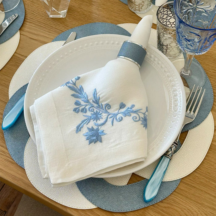 Primrose - Ice Blue / Oyster Placemats (Set of 4)