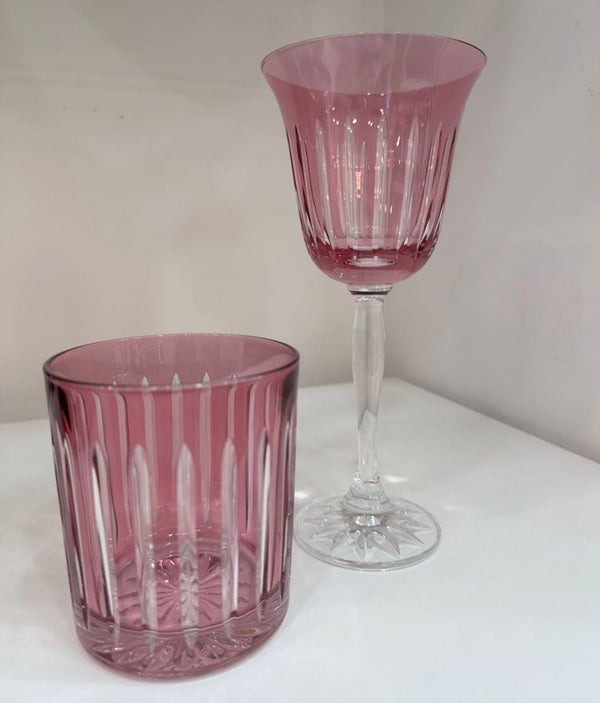 Water Goblet Stripes Pink (Set of 6)