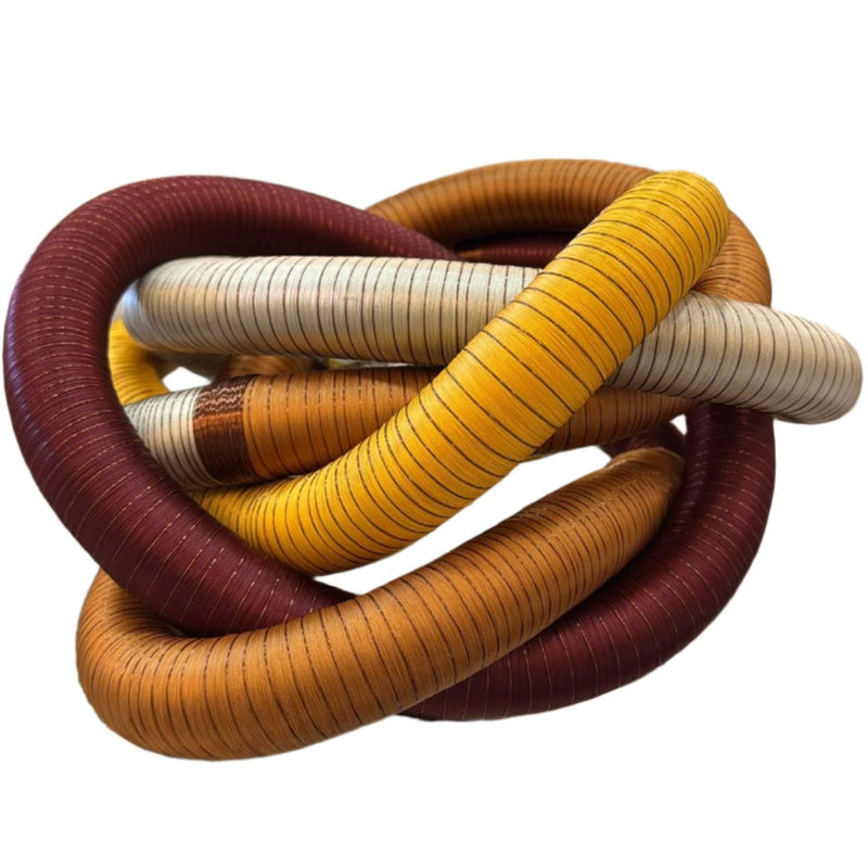 Fabric Knot - Brown / Yellow / Silver Large