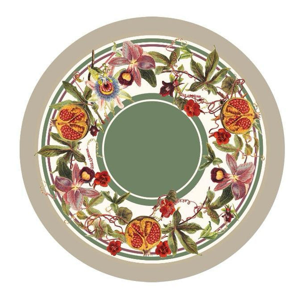 Pomegranate - P03 Round Placemats Green / Beige (Set of 4)