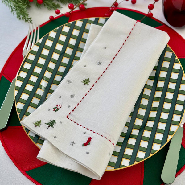 Jolly Days - Embroidered Holiday Napkins (Set of 4)