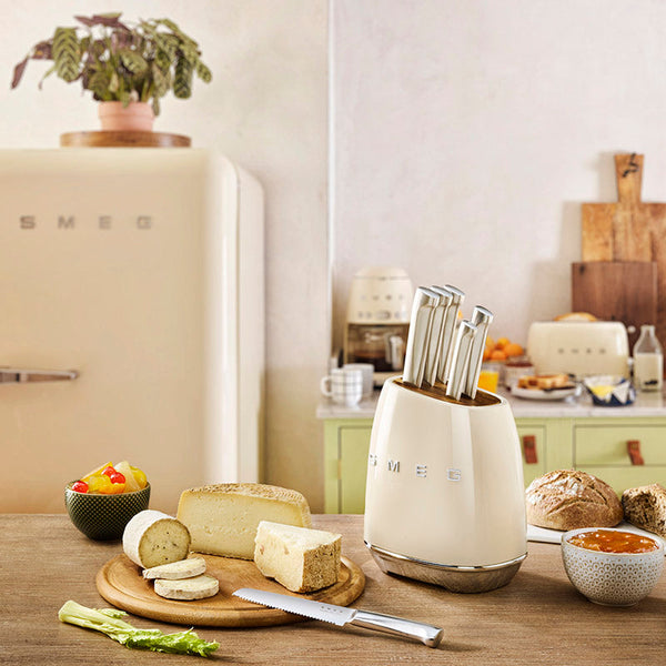 Retro Style - Block with 6 Knives Cream Glossy