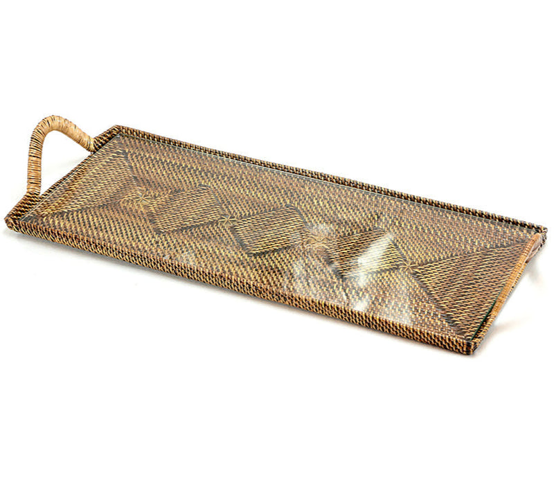Rectangular Cocktail Serving Tray with Glass