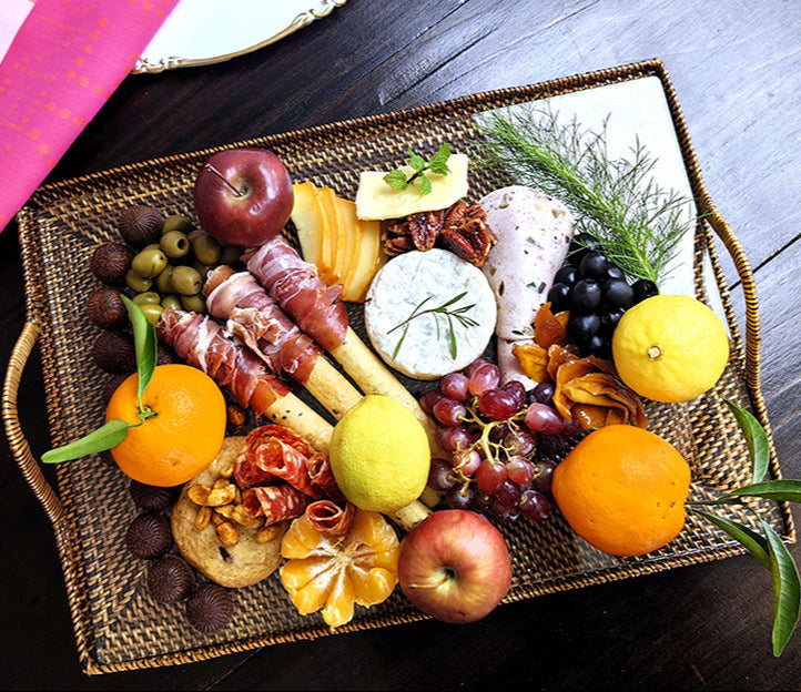 Rectangular Serving Cheese Tray with Glass Small