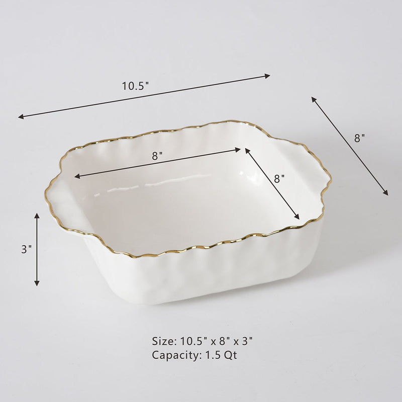 Portofino - White and Gold - Square Baking Dish
