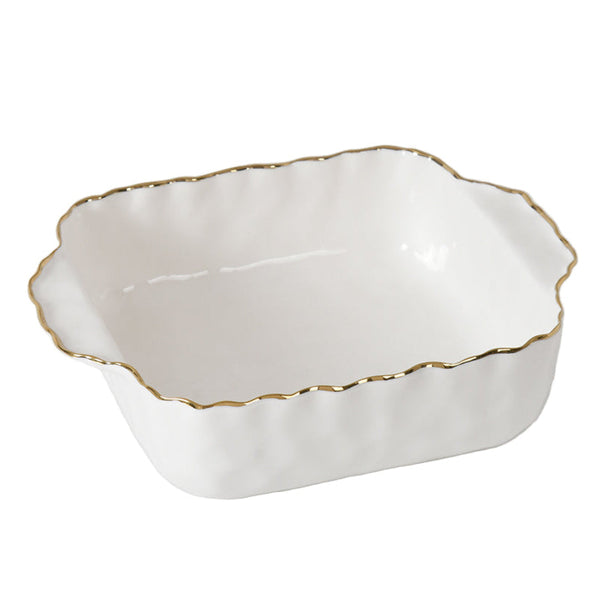 Portofino - White and Gold - Square Baking Dish