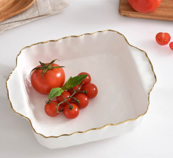 Portofino - White and Gold - Square Baking Dish