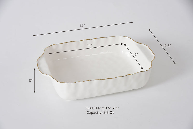 Portofino - White and Gold - Rectangular Baking Dish
