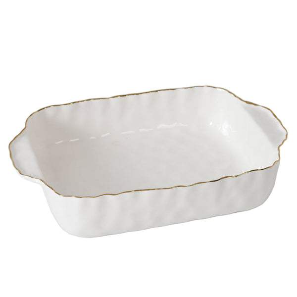 Portofino - White and Gold - Rectangular Baking Dish