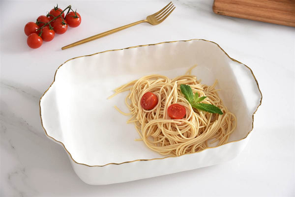 Portofino - White and Gold - Rectangular Baking Dish