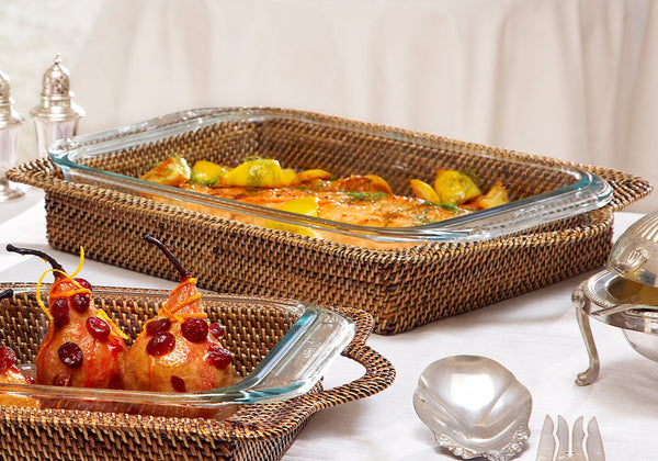 Rectangular Casserole Basket with Baking Dish Pyrex 3QT
