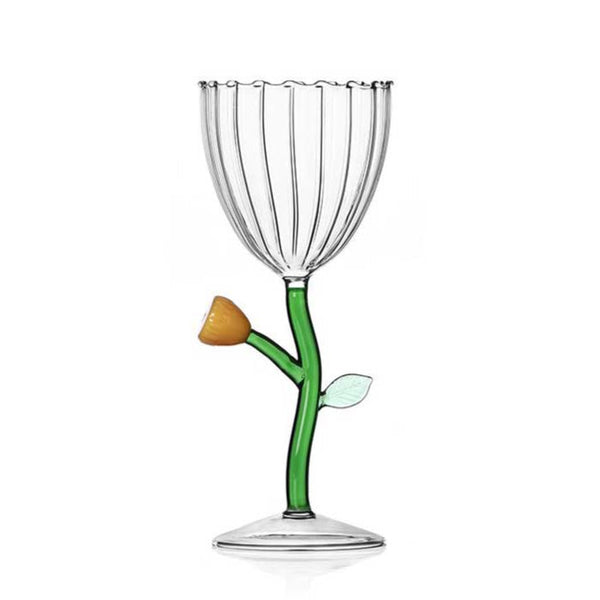 Botanica - Optical Stemmed Glass Amber Flower
