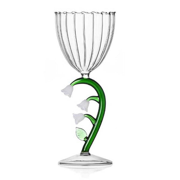 Botanica - Optical Stemmed Glass White Flower