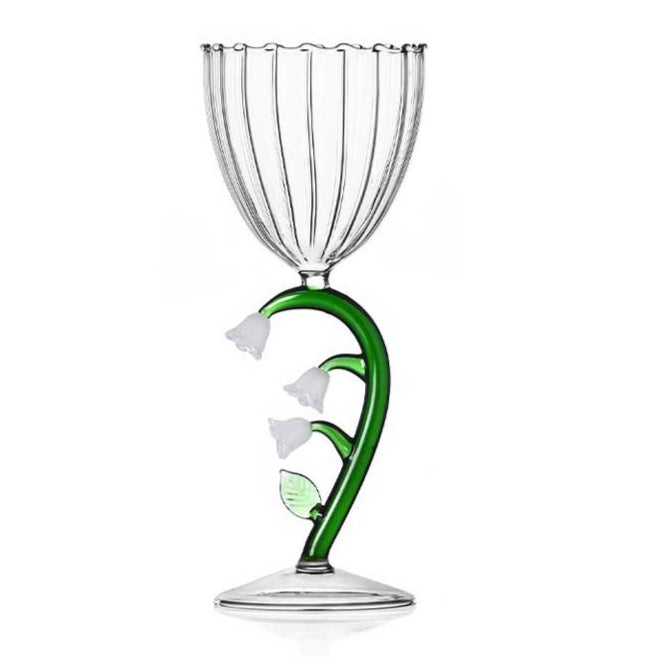 Botanica - Optical Stemmed Glass White Flower