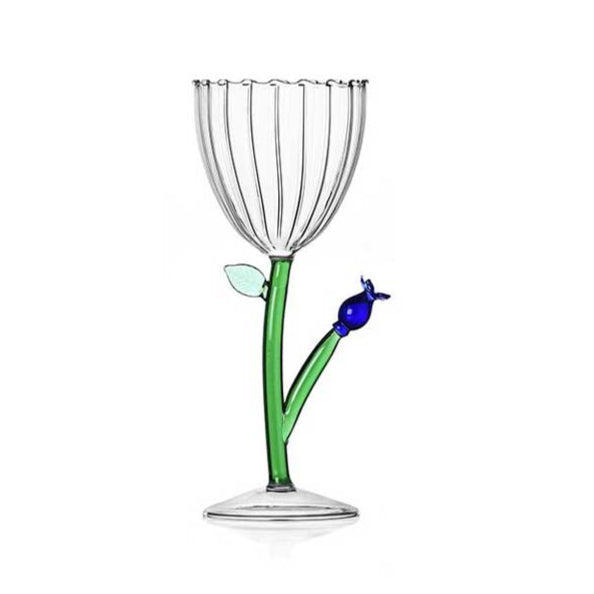 Botanica - Optical Stemmed Glass Blue Flower