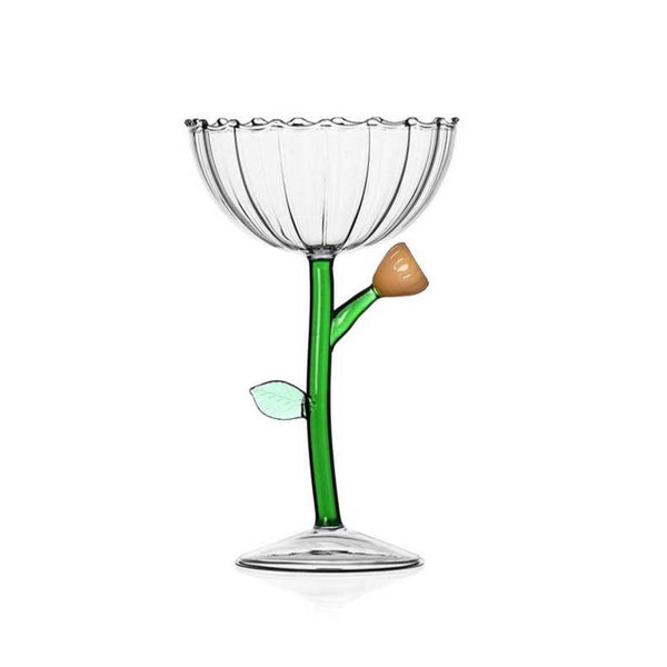 Botanica - Optical Champagne Bowl Amber Flower