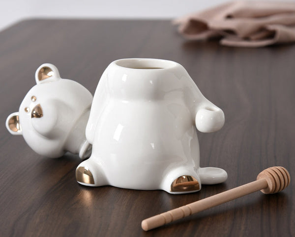 White and Gold - Honey Bear Jar