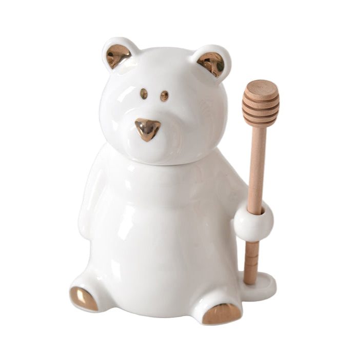 White and Gold - Honey Bear Jar