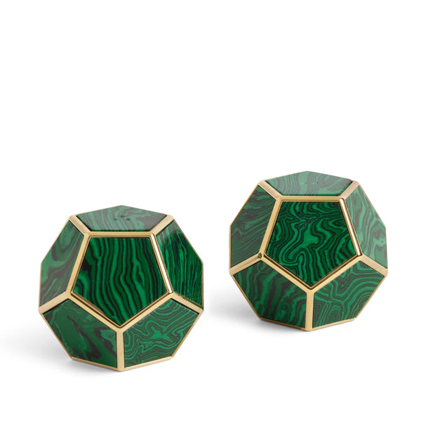 Pentagon - Spice Jewels - Malachite + 24k Gold (Set of 2)