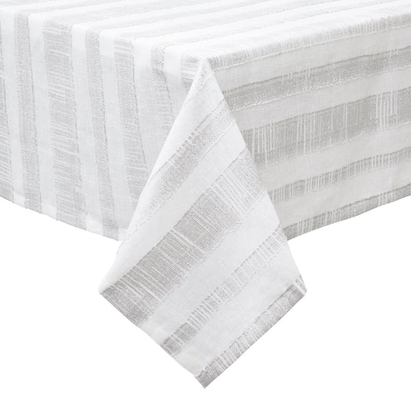 Seville - Tablecloth White and Silver 70" x 108"