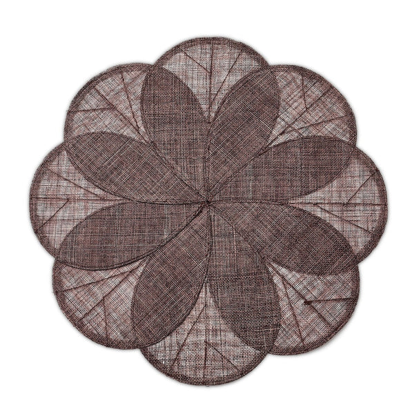Sinamay - Flower Round Placemat Dark Brown (Set of 4)