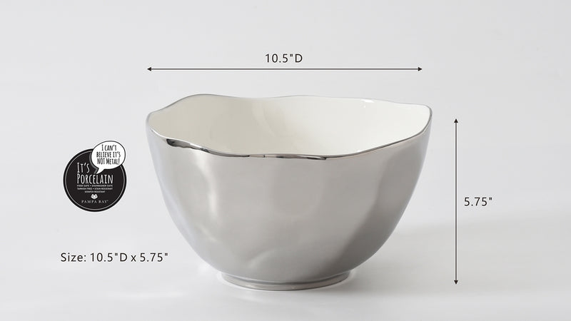 Thin and Simple - White and Silver - Extra Large Bowl